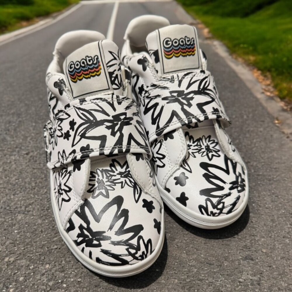 GOATS Youth Size 3 Black White Floral Sneakers